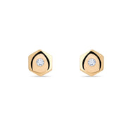 14ct Gold Hexagon Stud Earrings | Dainty Cubic Zirconia Geometric Studs | Kolié - Kolié Fine Jewellery