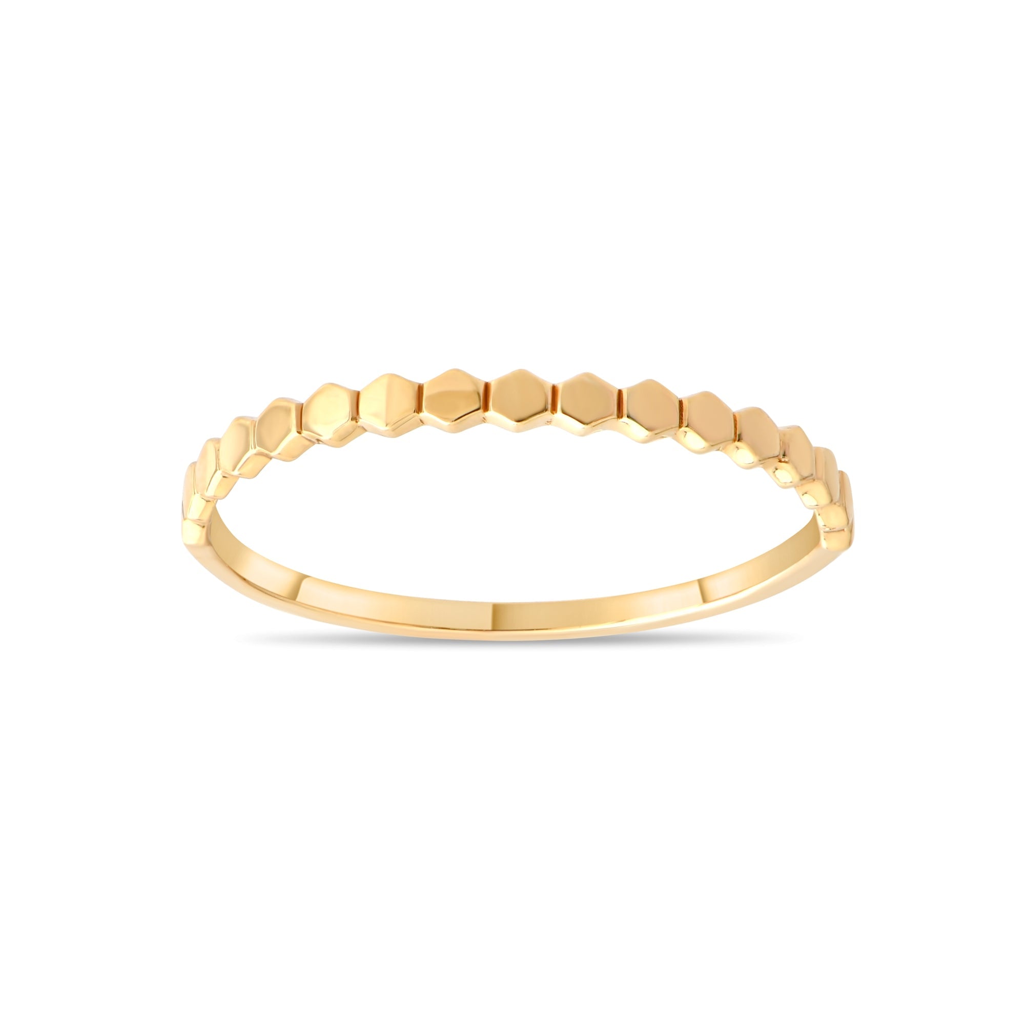 14ct Gold Hexagonal Ring – Size N - Kolié Fine Jewellery