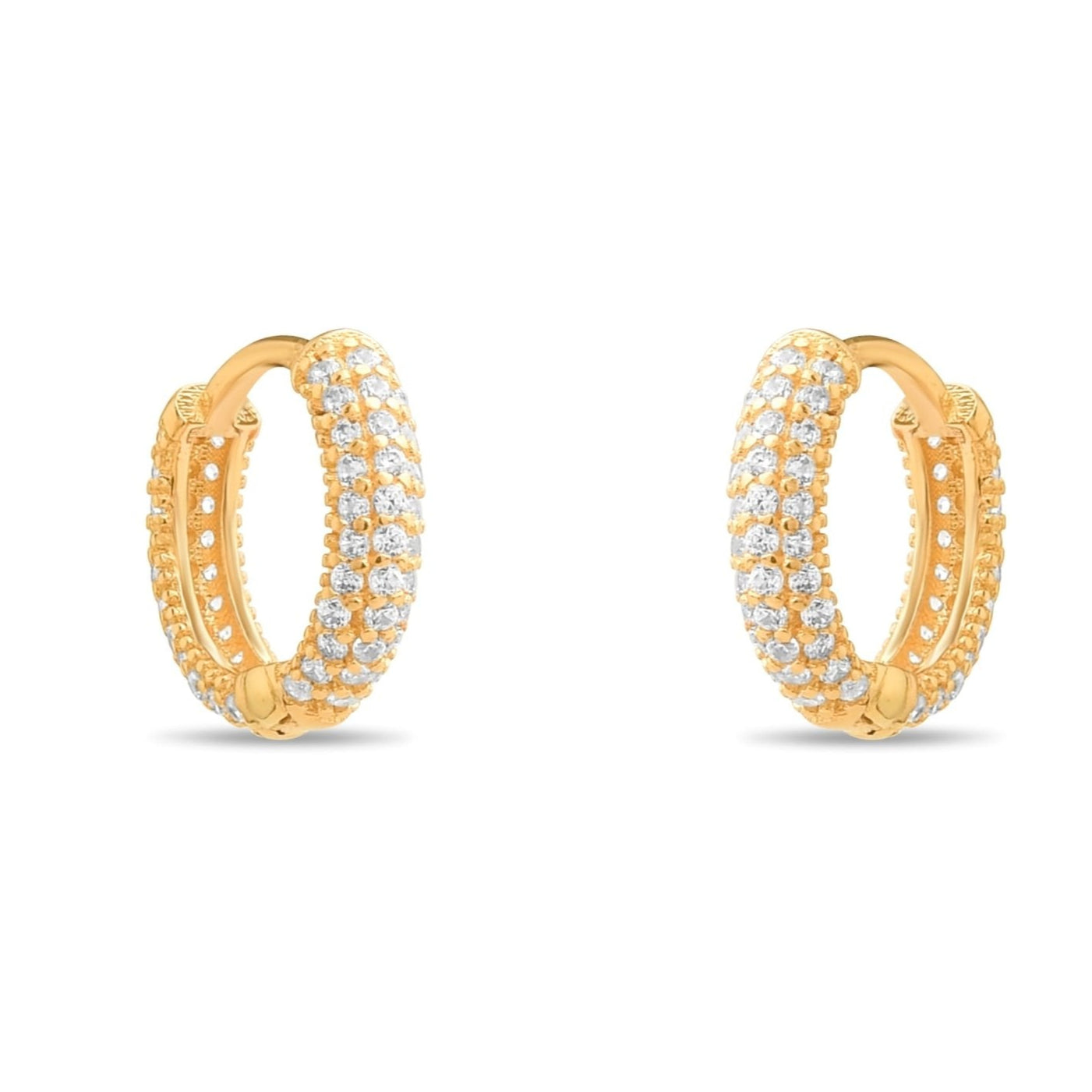14ct Gold Hoop Earrings with Cubic Zirconia, Dainty Sparkling Hoops for Women, Everyday Luxury Jewellery, Gift for Her - Kolié