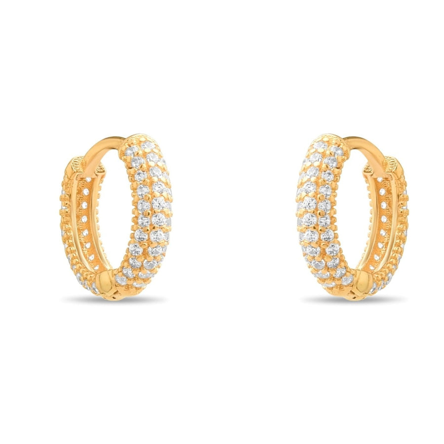 14ct Gold Hoop Earrings with Cubic Zirconia, Dainty Sparkling Hoops for Women, Everyday Luxury Jewellery, Gift for Her - Kolié