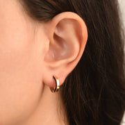 14ct Gold Hoop Earrings with Dark Blue Enamel, Minimalist Modern Jewellery for Women, Dainty Everyday Hoops, Gift for Her - Kolié