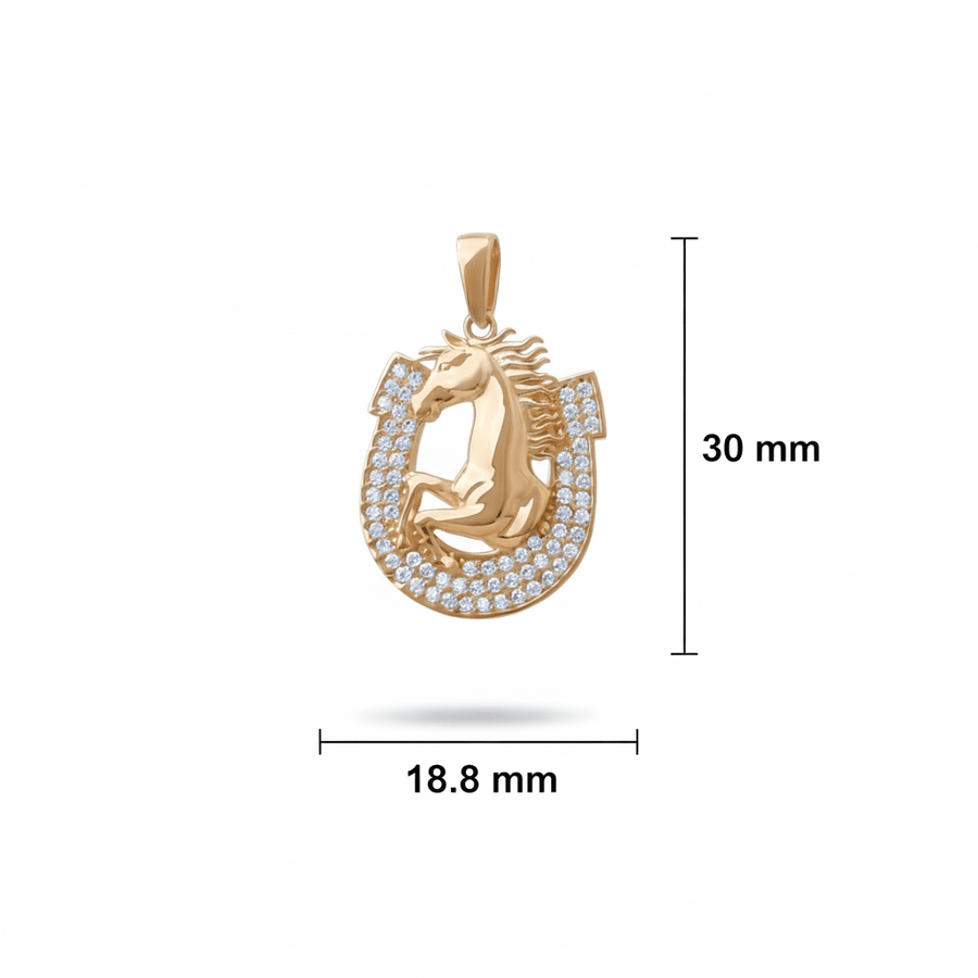 14ct Gold Horse and Horseshoe Pendant - Kolié Fine Jewellery
