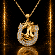 14ct Gold Horse and Horseshoe Pendant - Kolié Fine Jewellery
