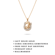 14ct Gold Horse and Horseshoe Pendant - Kolié Fine Jewellery