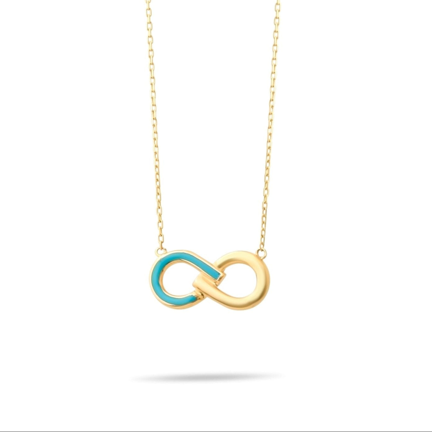 14ct Gold Infinity Necklace with Blue Enamel | Elegant Gold Pendant for Women | Christmas Gift - Kolié