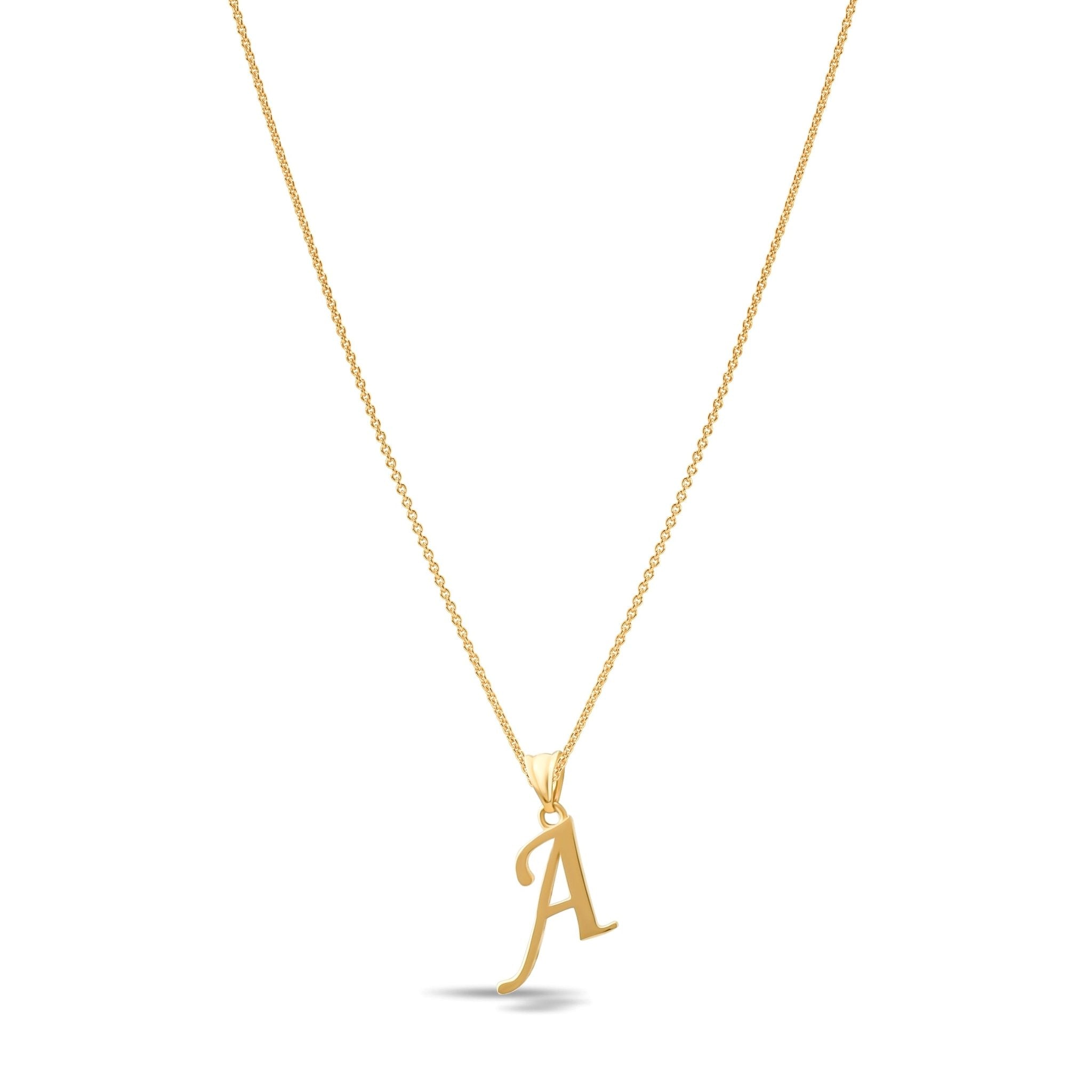 14ct Gold Initial A Pendant | Personalised Gold Alphabet Charm | Meaningful Gift | Pendant Only - Kolié