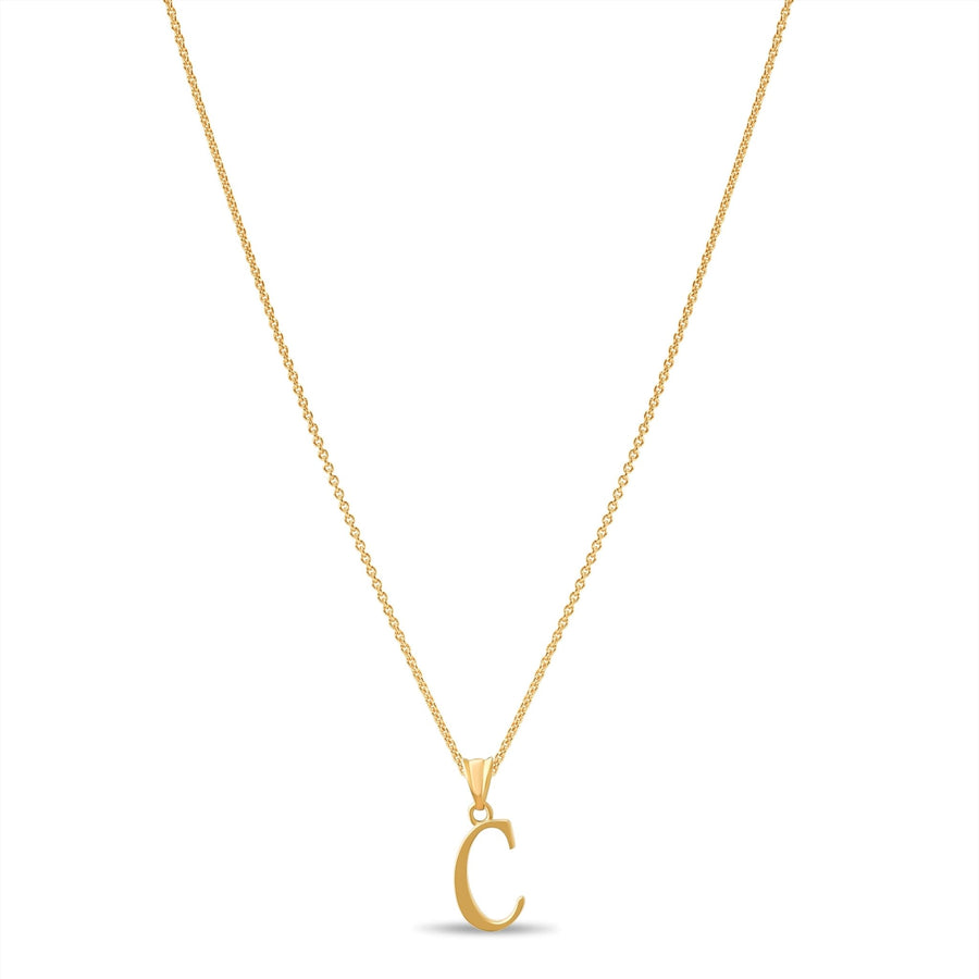 14ct Gold Initial C Pendant | Personalised Gold Alphabet Charm | Meaningful Gift | Pendant Only - Kolié