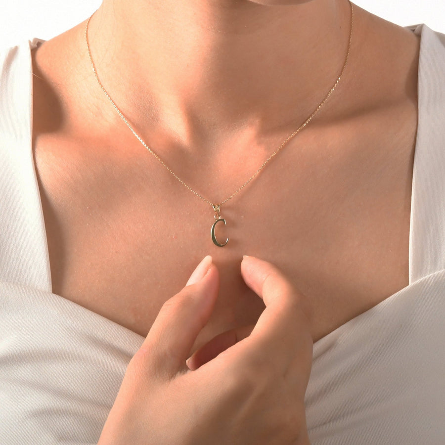 14ct Gold Initial D Pendant | Personalised Gold Alphabet Charm | Meaningful Gift | Pendant Only - Kolié