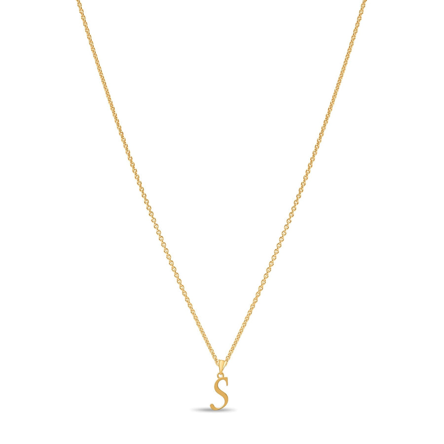 14ct Gold Initial S Pendant | Personalised Gold Alphabet Charm | Meaningful Gift | Pendant Only - Kolié
