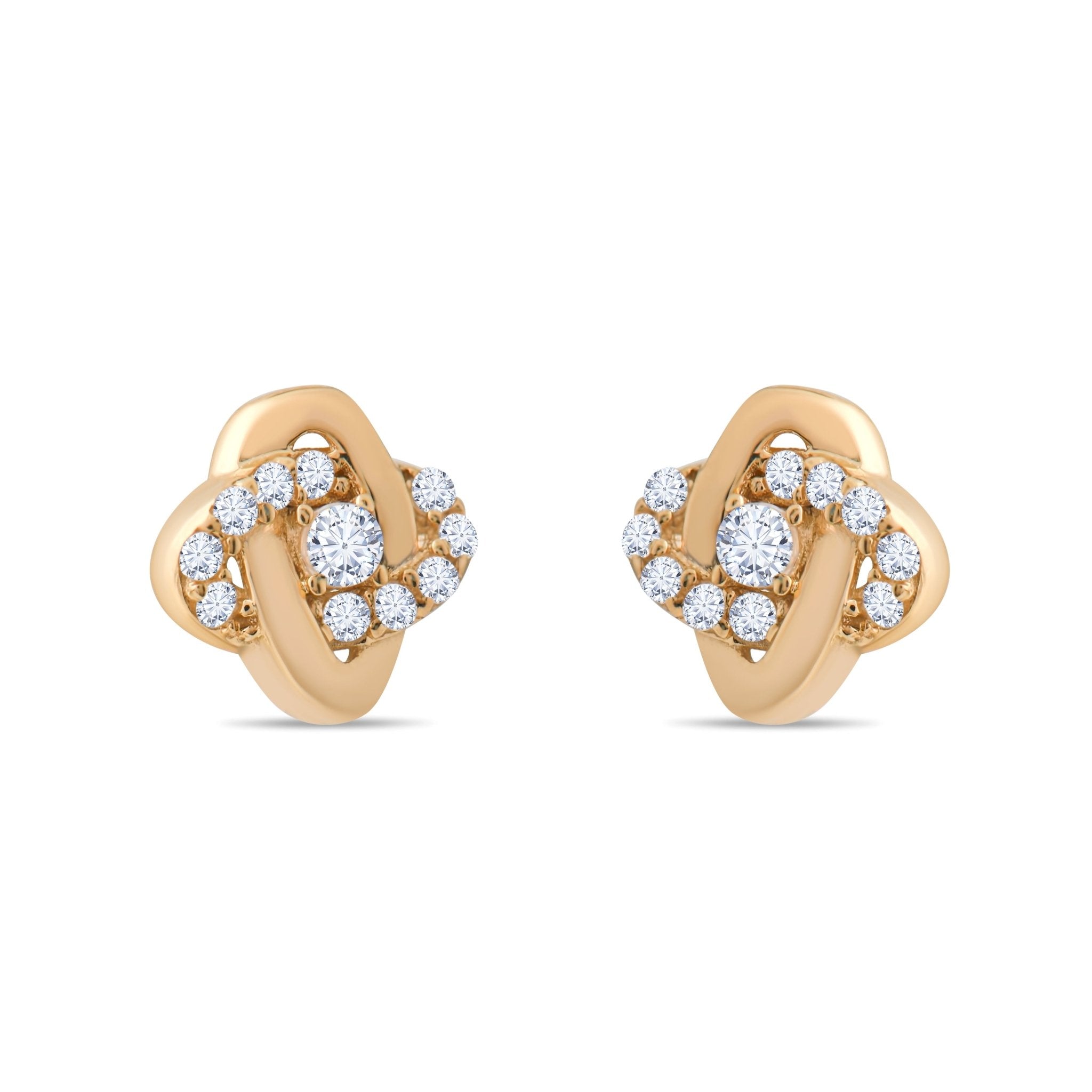 14ct Gold Knot Stud Earrings | Dainty Cubic Zirconia Twist Studs | Kolié - Kolié Fine Jewellery