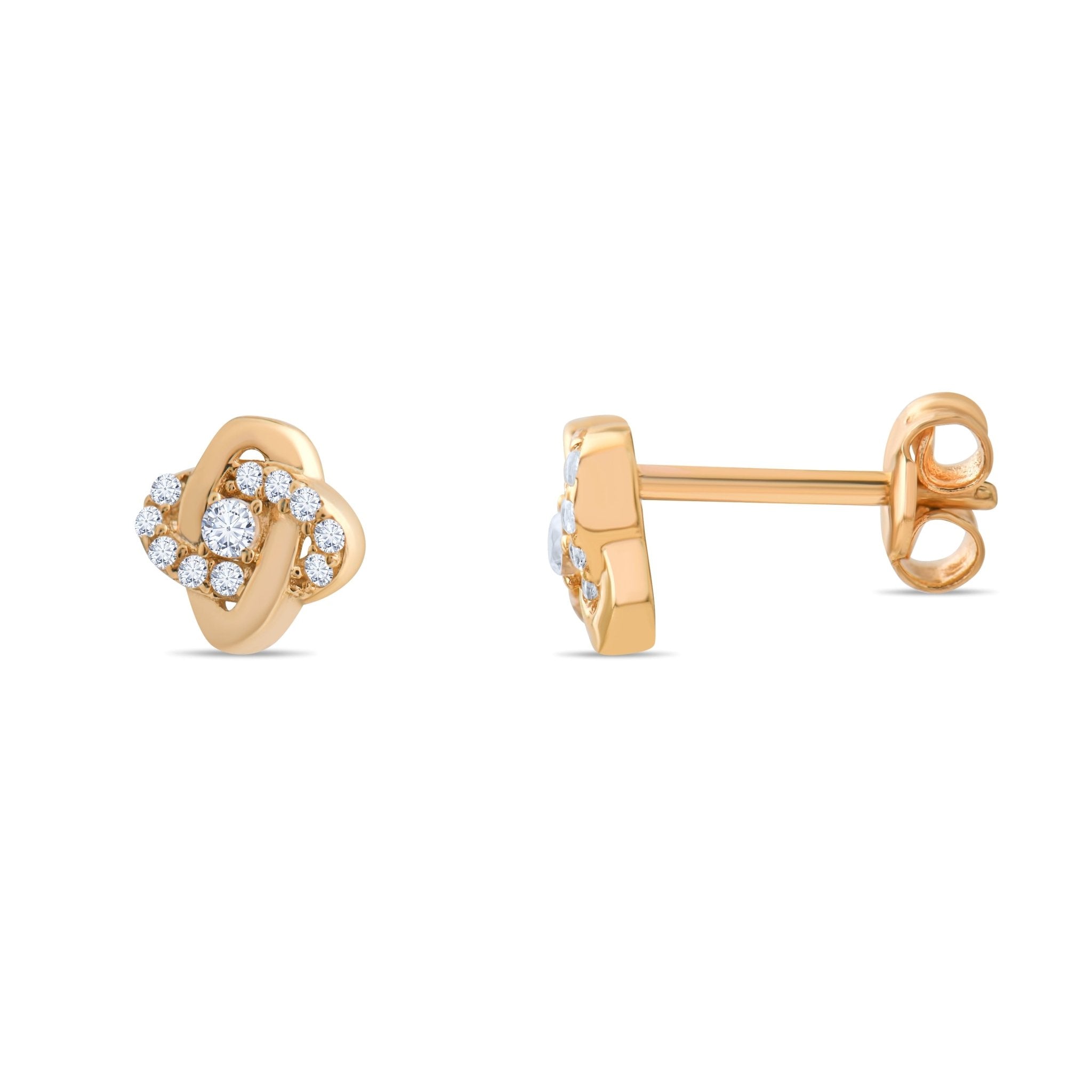 14ct Gold Knot Stud Earrings | Dainty Cubic Zirconia Twist Studs | Kolié - Kolié Fine Jewellery