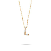 14ct Gold L Initial Necklace, Cubic Zirconia Personalised Pendant, Alphabet Letter Jewellery, Hallmarked - Kolié