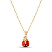 14ct Gold Ladybird Pendant for Girls | Red Enamel Charm | Cute Animal Pendant | Pendant Only - Kolié