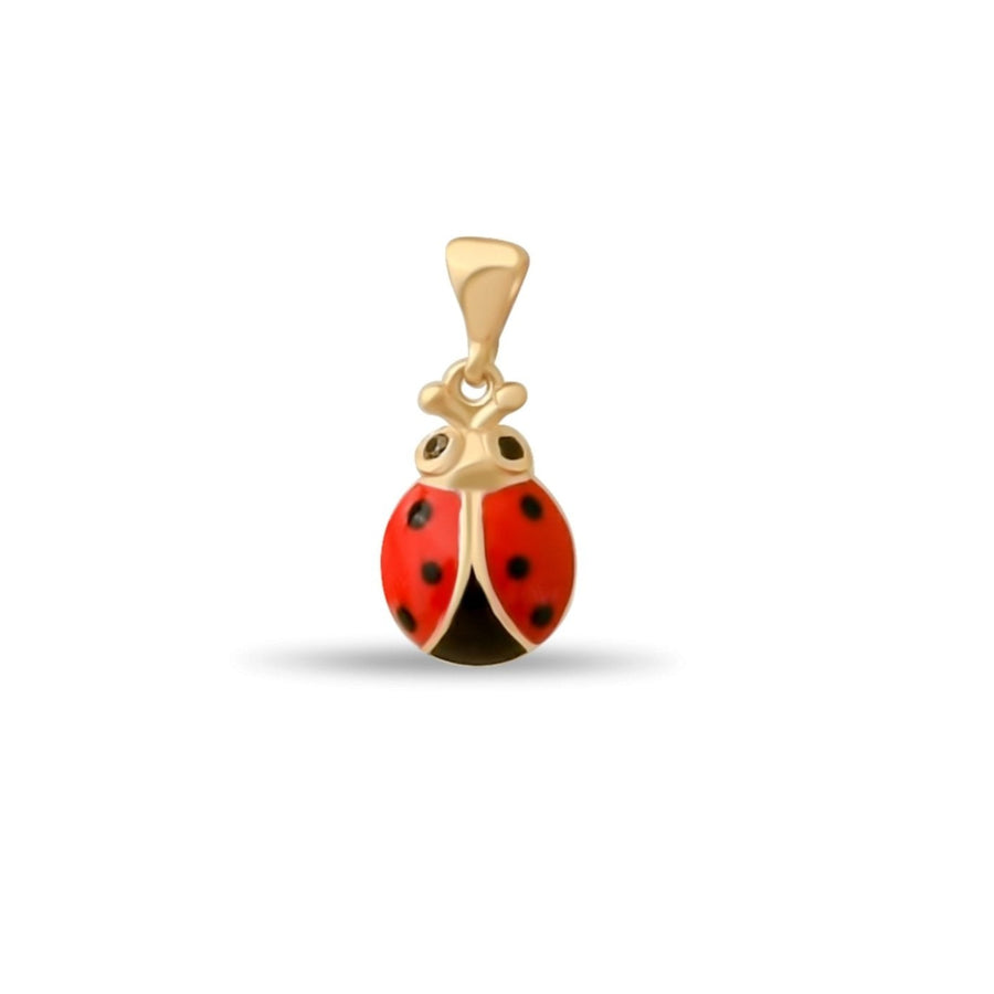 14ct Gold Ladybird Pendant for Girls | Red Enamel Charm | Cute Animal Pendant | Pendant Only - Kolié