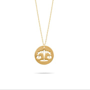 14ct Gold Libra Necklace, Zodiac Star Sign Pendant, Hallmarked Chain Included - Kolié