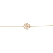 14ct Gold Lotus Flower Bracelet, Delicate Chain Bracelet, Adjustable Gold Jewellery for Women - Kolié