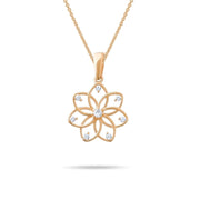 14ct Gold Lotus Pendant, Cubic Zirconia Floral Necklace Charm, Elegant Jewellery for Women - Pendant Only - Kolié