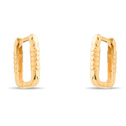 14ct Gold Minimalist Hoop Earrings with Textured Design, Modern Geometric Jewellery for Women, Elegant Everyday Hoops, Gift for Her - Kolié