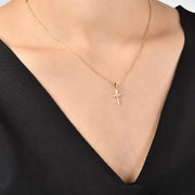 14ct Gold Minimalist, Tiny Cross Pendant – Elegant Religious, Solid Gold Jewellery - Pendant Only - Kolié