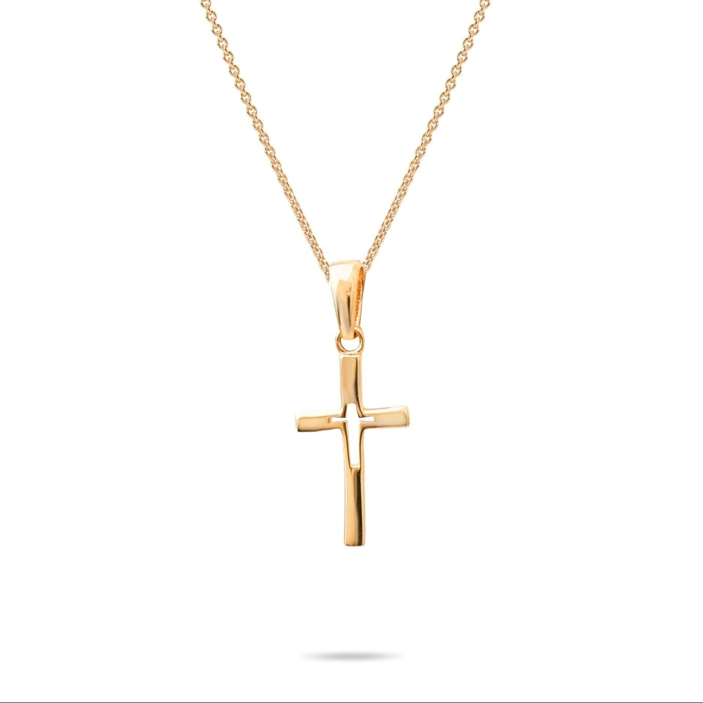 14ct Gold Minimalist, Tiny Cross Pendant – Elegant Religious, Solid Gold Jewellery - Pendant Only - Kolié