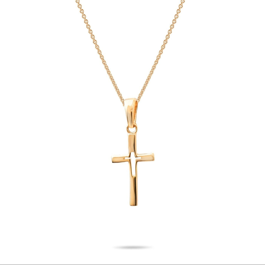14ct Gold Minimalist, Tiny Cross Pendant – Elegant Religious, Solid Gold Jewellery - Pendant Only - Kolié