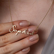 14ct Gold Name Necklace ‘Sophia’ • Custom Name Necklace • Yellow Gold Script Name Pendant • 14ct Personalised Jewellery • 45cm Chain Included - Kolié Fine Jewellery