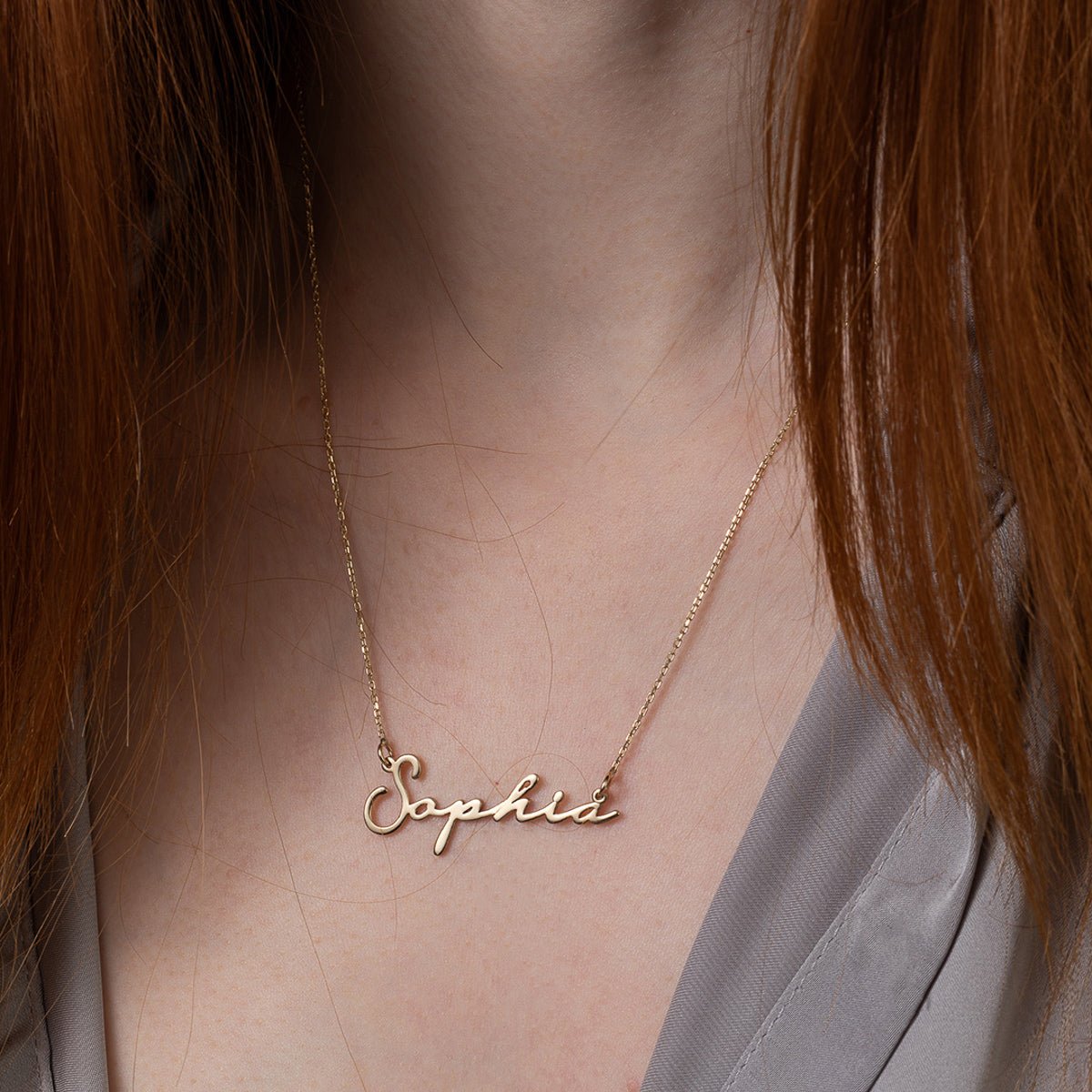 14ct Gold Name Necklace ‘Sophia’ • Custom Name Necklace • Yellow Gold Script Name Pendant • 14ct Personalised Jewellery • 45cm Chain Included - Kolié Fine Jewellery