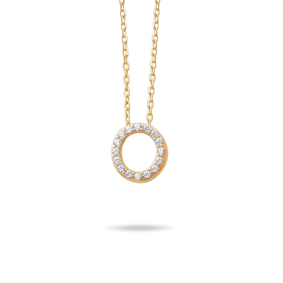 14ct Gold O Initial Necklace, Cubic Zirconia Personalised Pendant, Alphabet Letter Jewellery, Hallmarked - Kolié