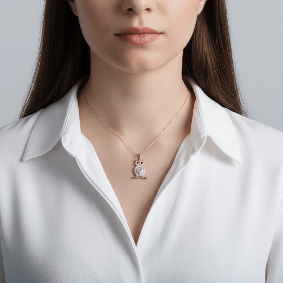 14ct Gold Owl Pendant – Pendant Only - Kolié Fine Jewellery