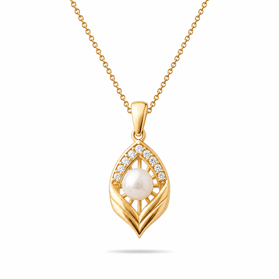 14ct Gold Pearl Leaf Pendant - Pendant Only - Kolié Fine Jewellery