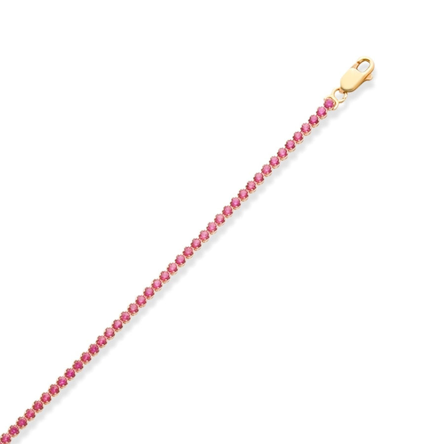 14ct Gold Pink Cubic Zirconia Tennis Bracelet - Kolié Fine Jewellery
