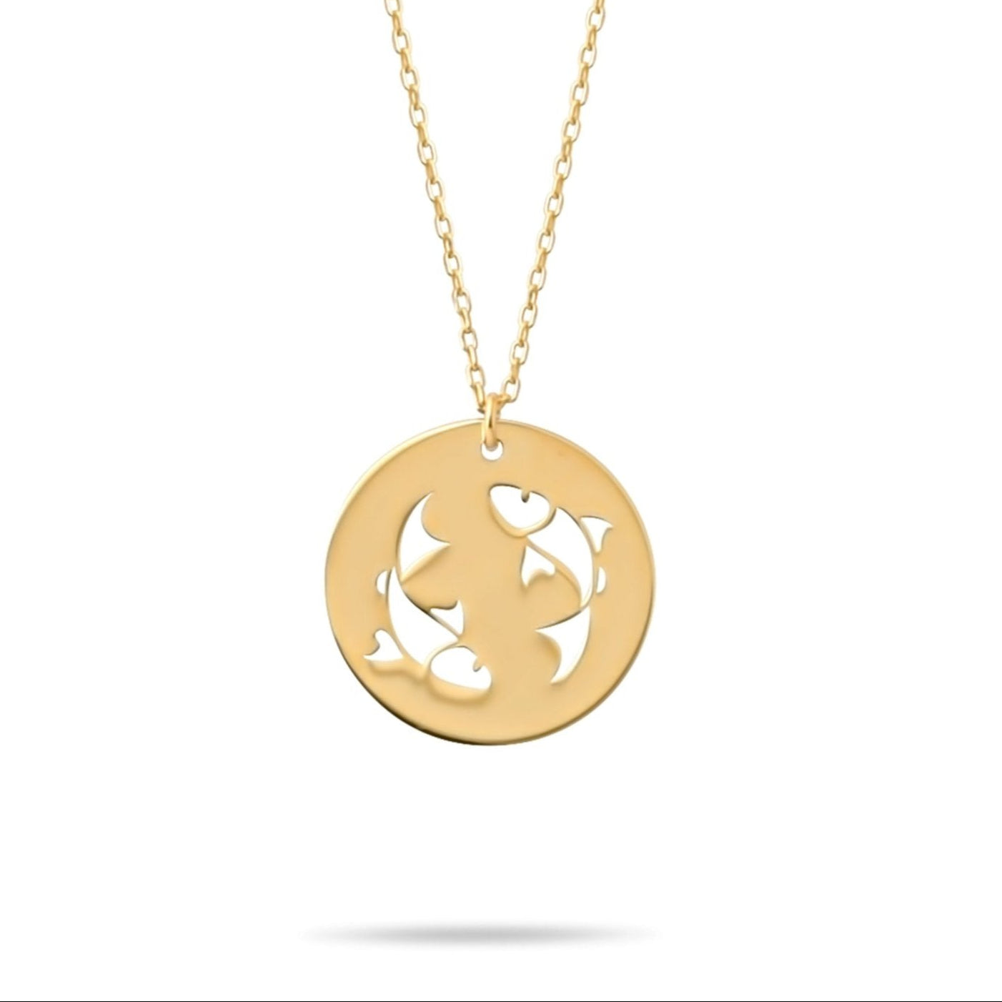 14ct Gold Pisces Zodiac Pendant Necklace with Chain | Astrology Birthday Jewellery for Women & Teens | Hallmarked Gift - Kolié