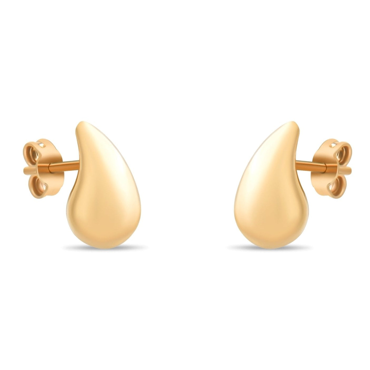 14ct Gold Puffed Teardrop Stud Earrings | Minimalist Gold Earrings for Women | Classic Drop Shape Jewellery | Gift for Her - Kolié