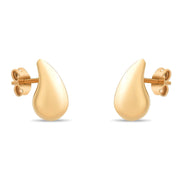 14ct Gold Puffed Teardrop Stud Earrings | Minimalist Gold Earrings for Women | Classic Drop Shape Jewellery | Gift for Her - Kolié