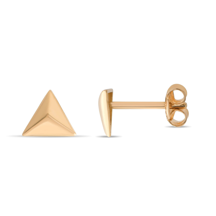14ct Gold Pyramid Stud Earrings | Minimalist Geometric Studs | Kolié - Kolié Fine Jewellery