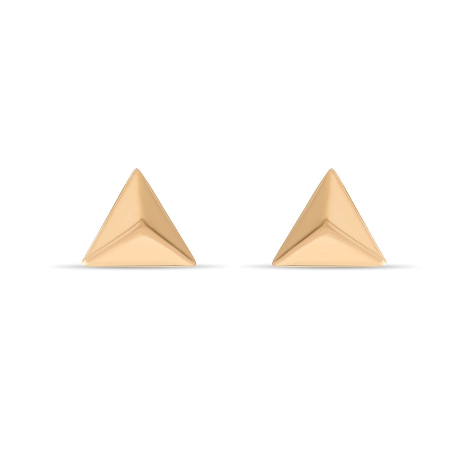14ct Gold Pyramid Stud Earrings | Minimalist Geometric Studs | Kolié - Kolié Fine Jewellery