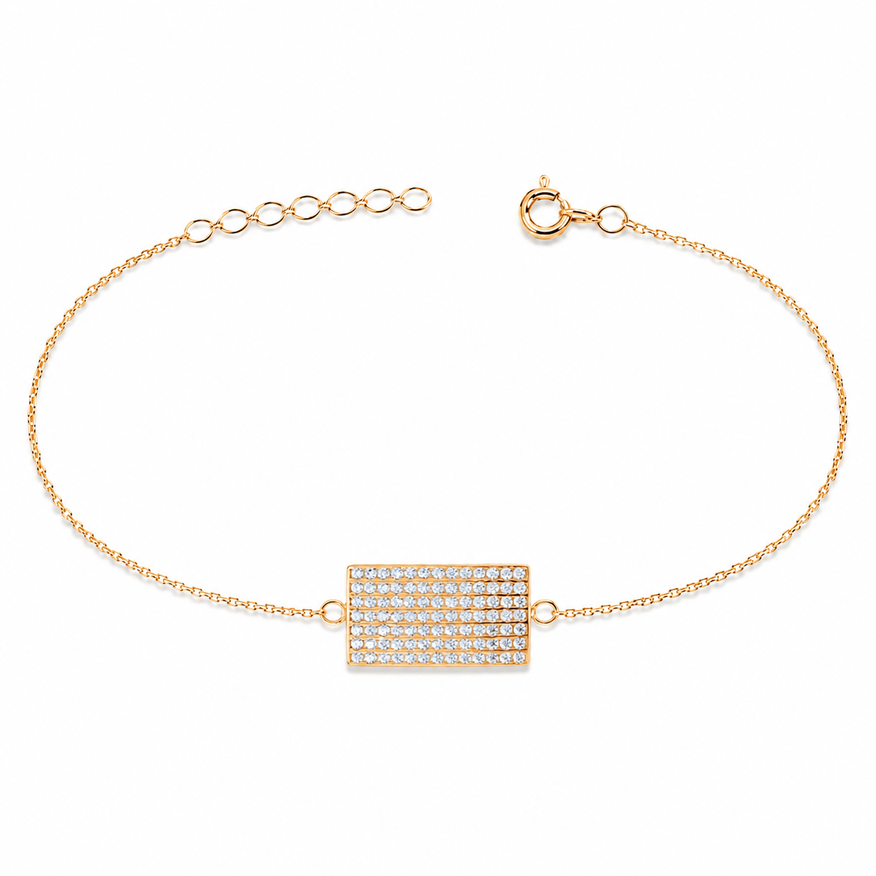 14ct Gold Rectangular Pave - Set CZ Bracelet - Kolié Fine Jewellery