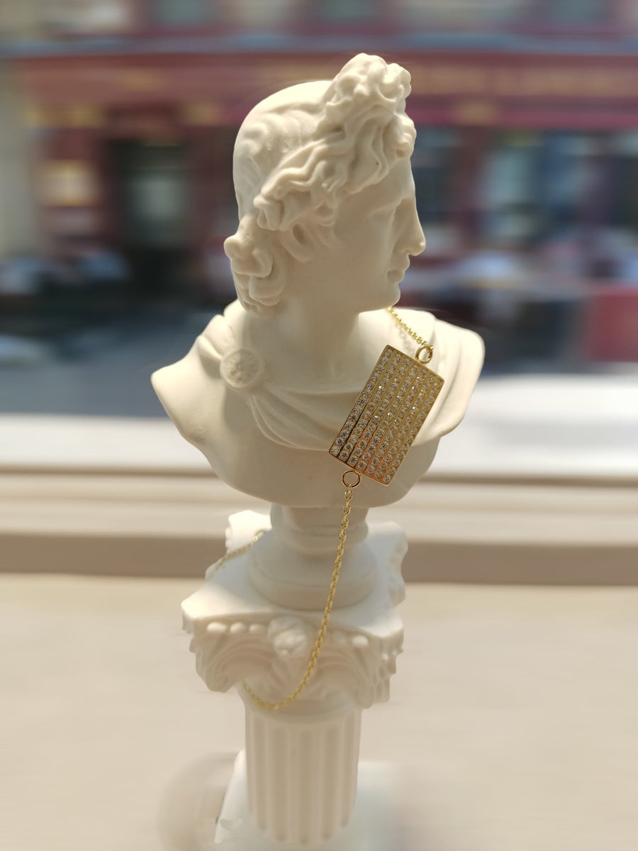 14ct Gold Rectangular Pave - Set CZ Bracelet – Minimalist Elegance for Women, Adjustable - Kolié Fine Jewellery