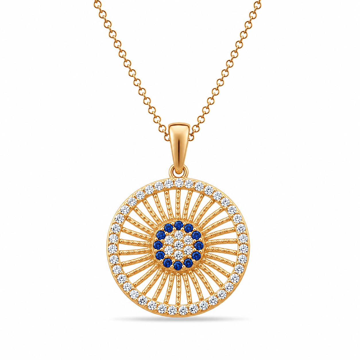 14ct Gold Round Protection Eye Pendant – Pendant Only - Kolié Fine Jewellery