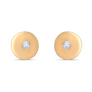 14ct Gold Round Stud Earrings | Dainty Cubic Zirconia Dot Studs | Kolié - Kolié Fine Jewellery