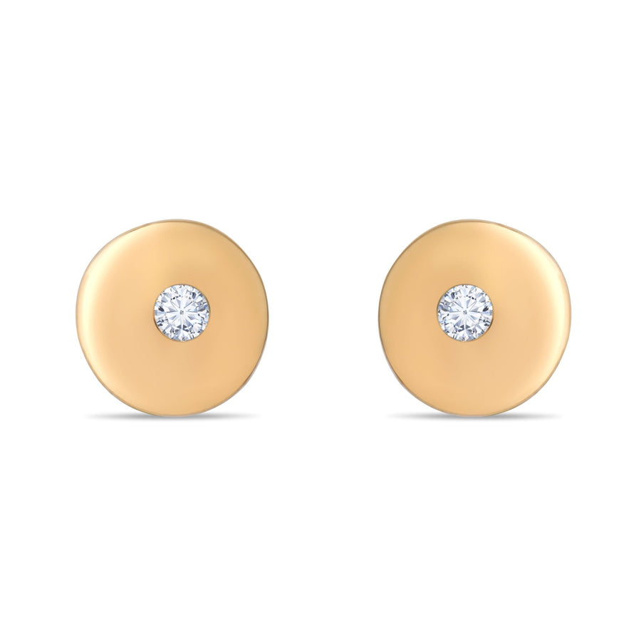 14ct Gold Round Stud Earrings | Dainty Cubic Zirconia Dot Studs | Kolié - Kolié Fine Jewellery