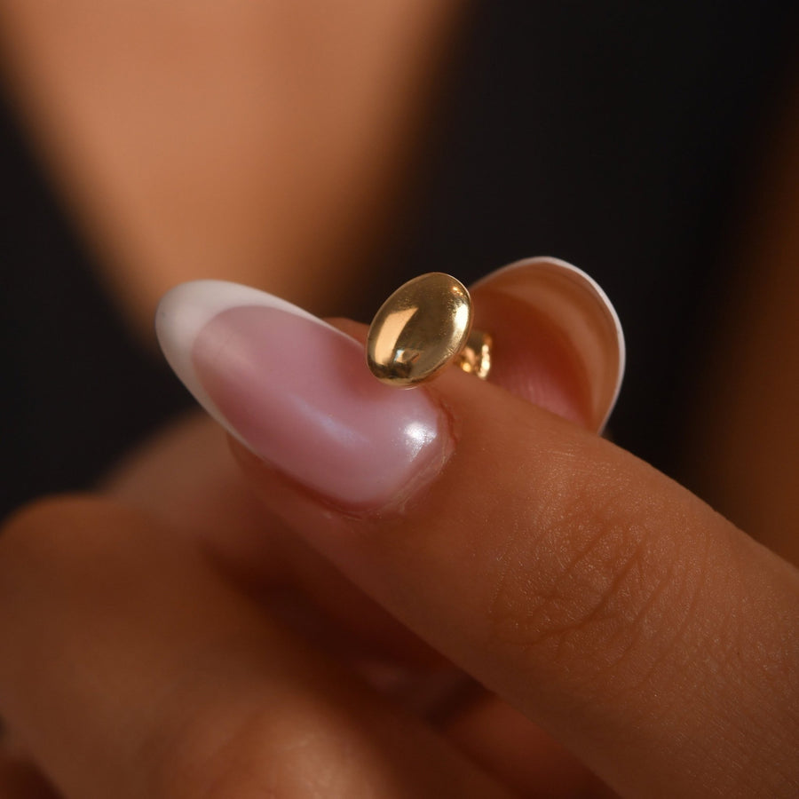 14ct Gold Round Stud Earrings | Tiny Domed Studs | Kolié - Kolié Fine Jewellery