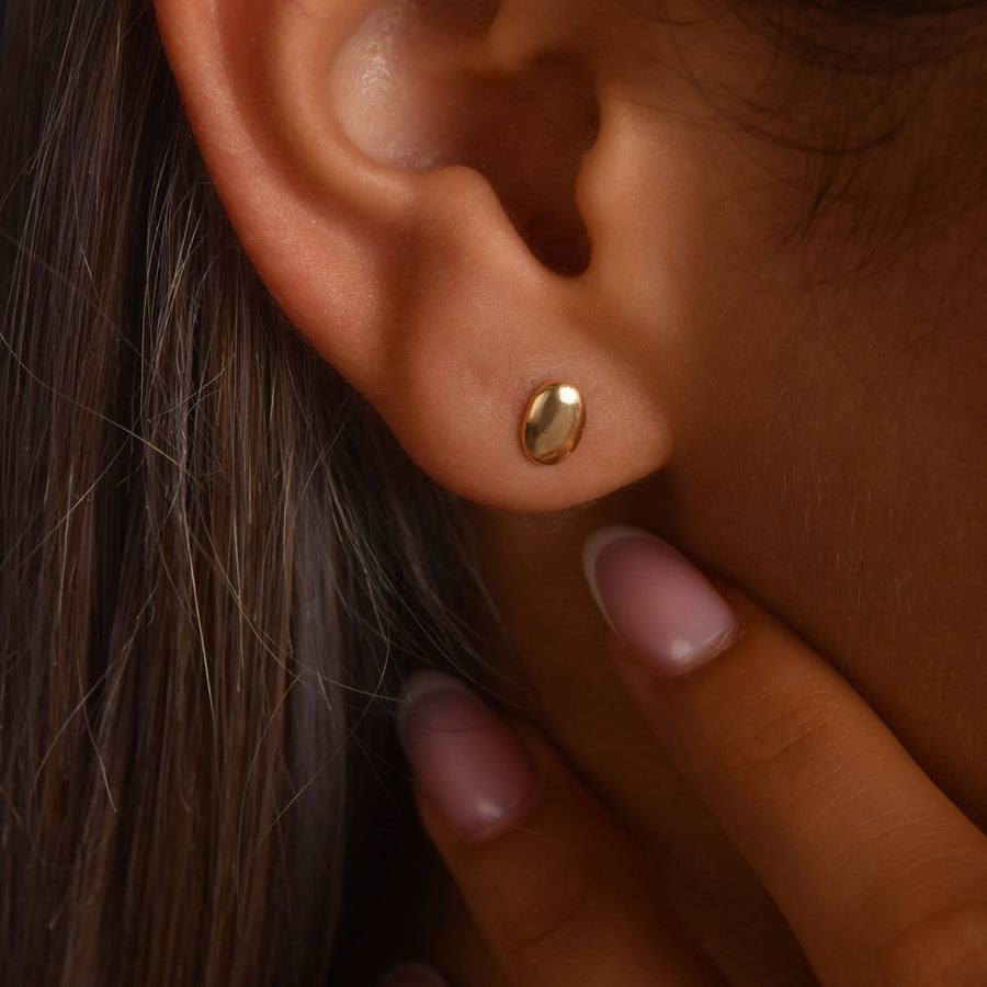 14ct Gold Round Stud Earrings | Tiny Domed Studs | Kolié - Kolié Fine Jewellery