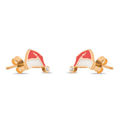 14ct Gold Santa Hat Earrings with Enamel – Festive Christmas Stud Earrings for Children - Kolié