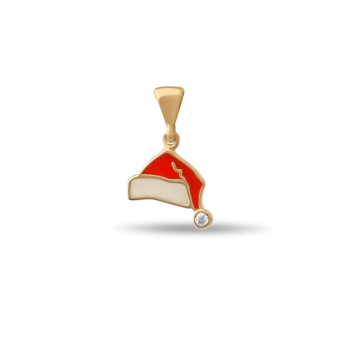 14ct Gold Santa Hat Pendant for Girls | Festive Enamel Christmas Charm - Kolié