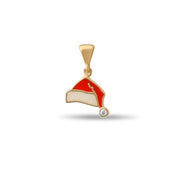14ct Gold Santa Hat Pendant for Girls | Festive Enamel Christmas Charm - Kolié