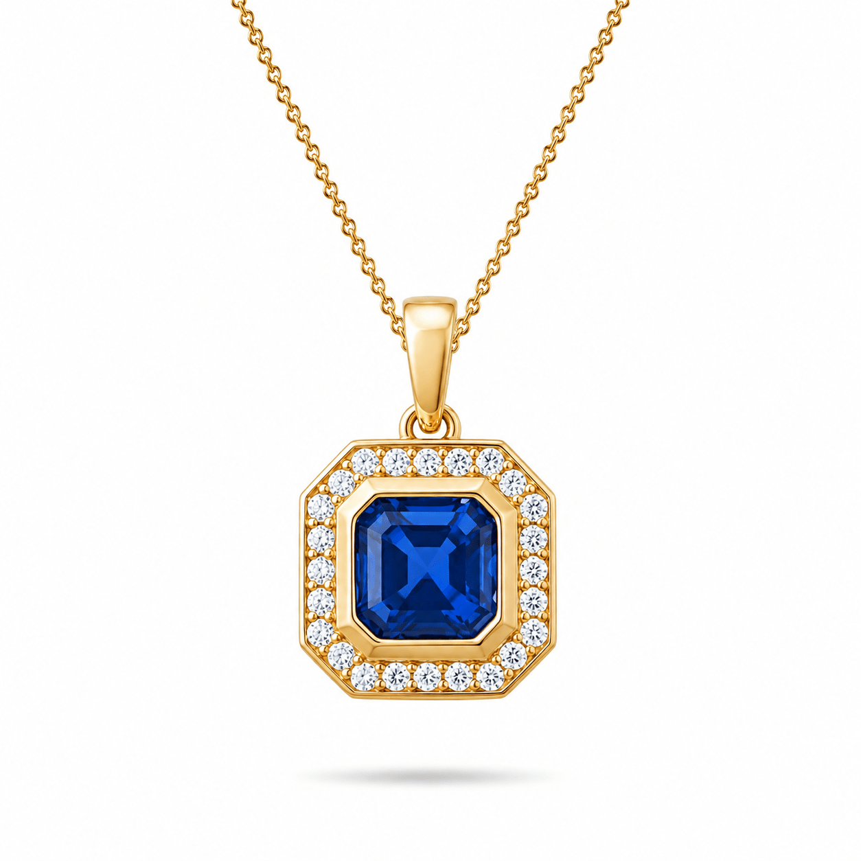 14ct Gold Sapphire Blue Octagon Pendant - Pendant Only - Kolié Fine Jewellery