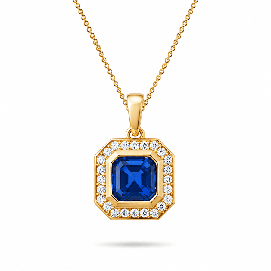 14ct Gold Sapphire Blue Octagon Pendant - Pendant Only - Kolié Fine Jewellery
