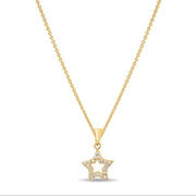 14ct Gold Star Pendant with CZ, Dainty Star Pendant, Gift for Women - Pendant Only - Kolié