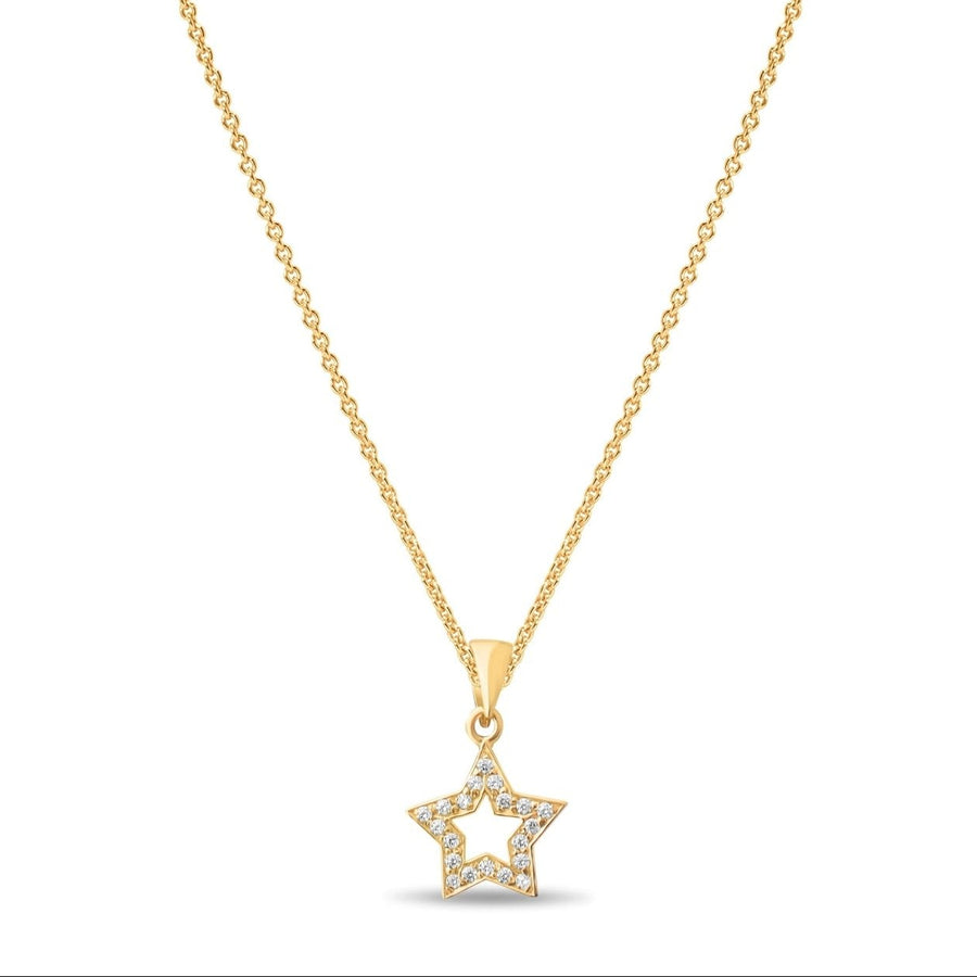 14ct Gold Star Pendant with CZ, Dainty Star Pendant, Gift for Women - Pendant Only - Kolié